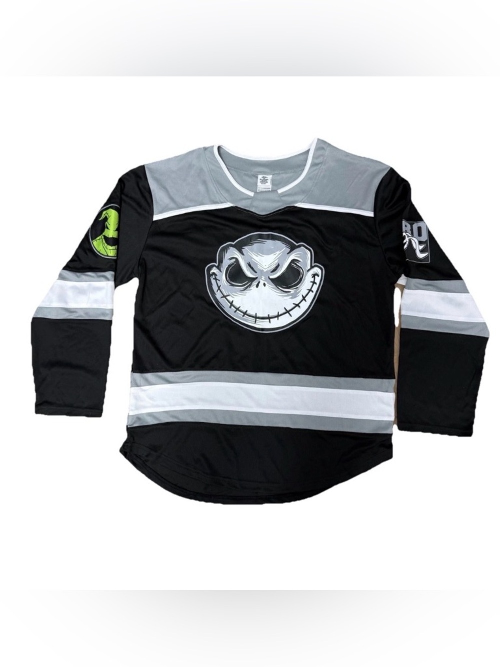 NWOT Jack Skellington Hockey Jersey L Nightmare Before Christmas Embroider Name